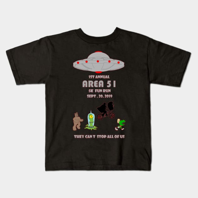 Area 51  fun run Kids T-Shirt by arxitrav